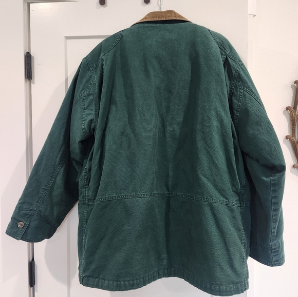 RARE VINTAGE EDDIE BAUER CHORE JACKET COAT MEDIUM GOOSE DOWN LINER GREEN BARN - Picture 6 of 16